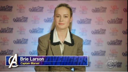 Brie Larson aka captain marvel answers questions about the avengers on stephen colbert.