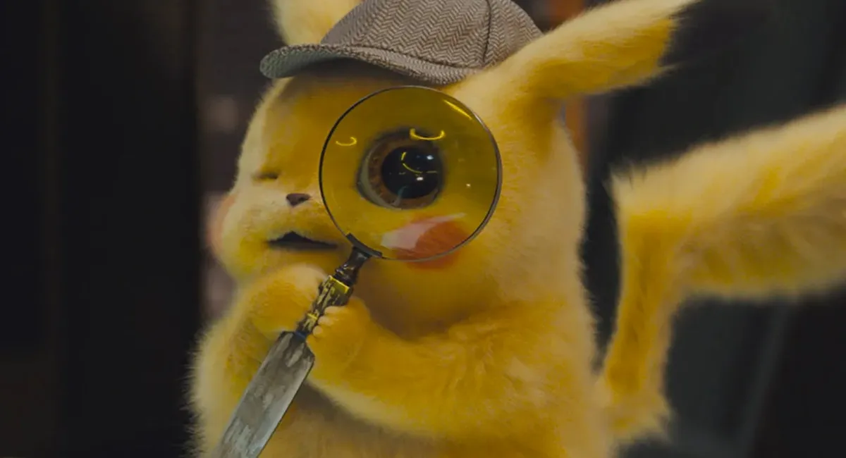 Pikachu looks for clues in the trailer for Detective Pikachu.