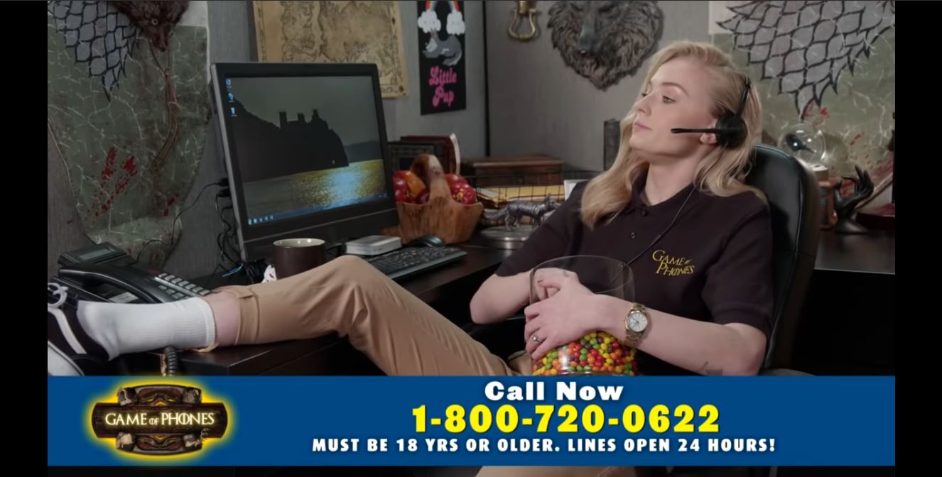 sophie turner is taking your game of thrones questions on Kimmel's game of phones.