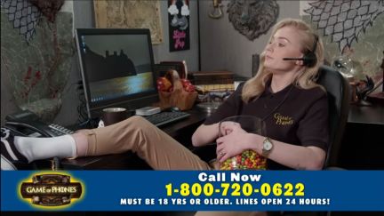 sophie turner is taking your game of thrones questions on Kimmel's game of phones.