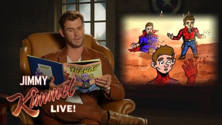 Chris Hemsworth reading kid-friendly Avengers: Infinity War on Jimmy Kimmel Live!