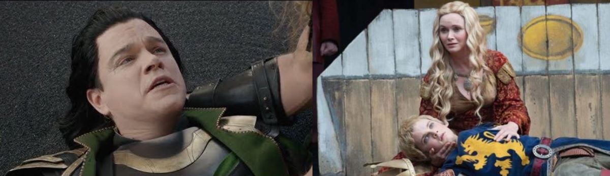 matt damon as asgardian actor and lady crane aka essie davis