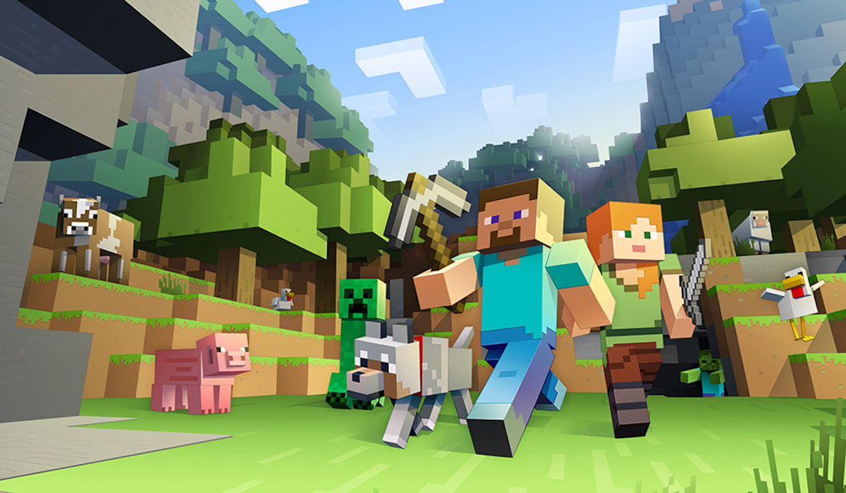 A screenshot of Minecraft human and animal figures, living in peace and ignoring the existence of Notch.