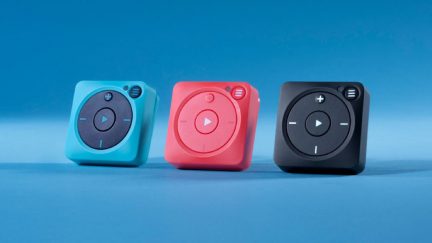 Small, square Spotify music players.