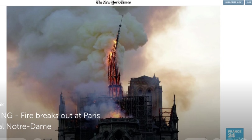 Notre Dame spire collapse