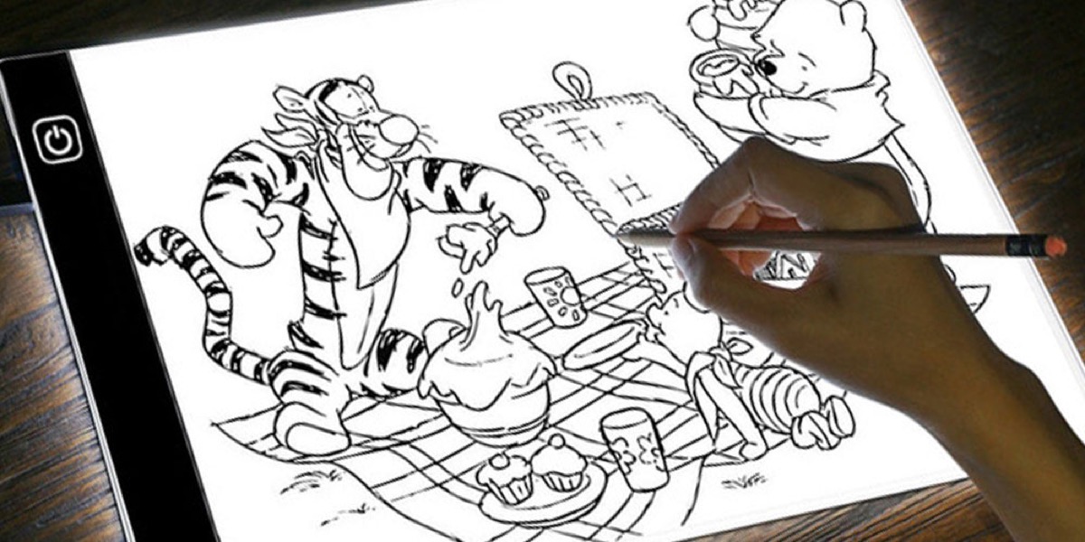 Winnie the Pooh drawing on a digital tablet.