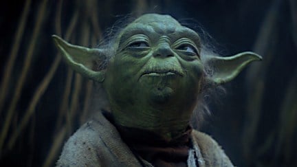 Yoda ponders the Force in Star Wars: The Empire Strikes Back.