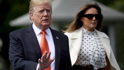 Donald Trump departs the White House with first lady Melania Trump