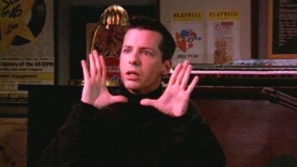 Jack (Sean Hayes) strikes a pose in Will and Grace.