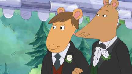 Mr. Ratburn and his husband get married and become the superheroes we need in Arthur.