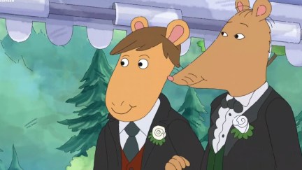 Mr. Ratburn and his husband get married and become the superheroes we need in Arthur.