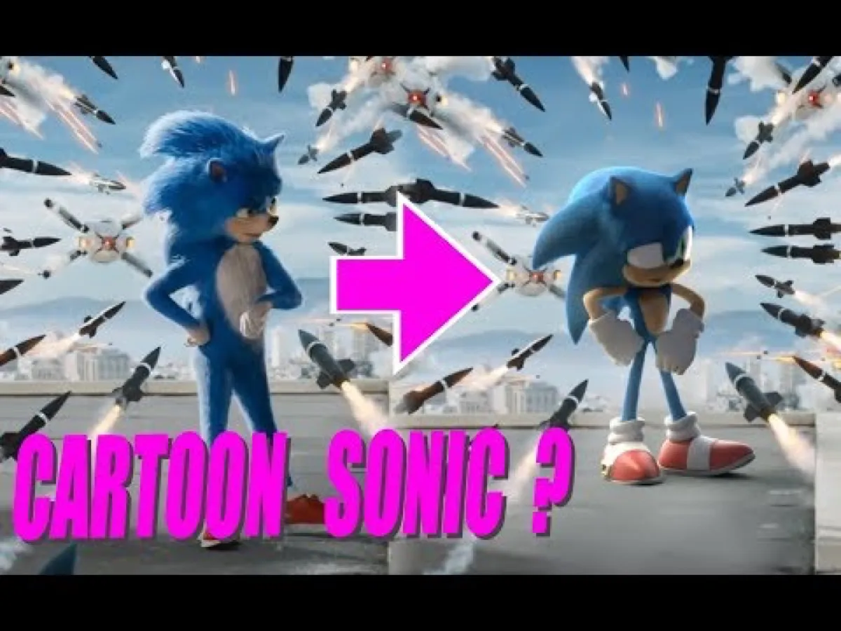 Sonic the Hedgehog movie trailer vs. fan-made trailer image comparison.