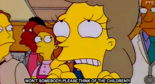 won't somebody please think of the children simpsons' gif
