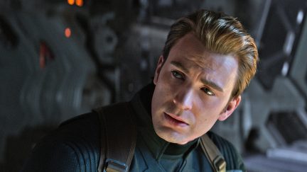 chris evans as captain america in avengers endgame.