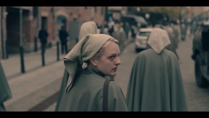 Elisabeth moss is sick of your shit as June in Hulu's The Handmaid's Tale.