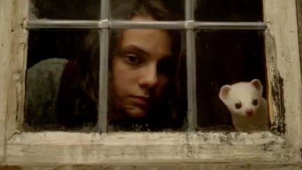 Lyra (Dafne Keen) and Pantalaimon try to stay one step ahead of the villains in His Dark Materials.