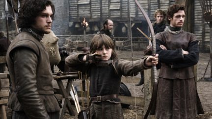 Bran and Robb Stark with Jon Snow in Game of Thrones