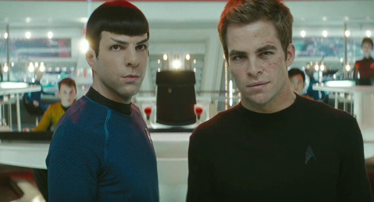 Spock (Zachary Quinto) and Kirk (Chris Pine) face destiny head on in Star Trek.