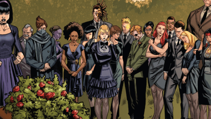 the x-men gather for wolfsbane's funeral in uncanny x-men #17.