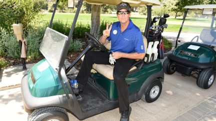 It's Kevin Sorbo and a golf cart