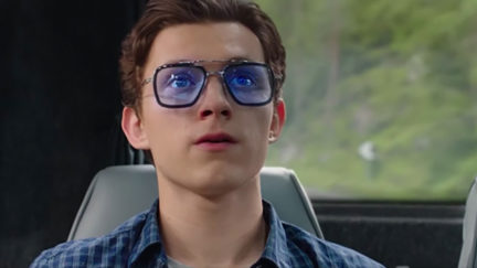 Peter Parker/Spider-Man wears Tony Stark/Iron Man's glasses in Spider-Man: Far From Home