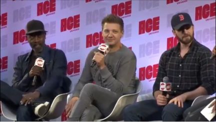 don cheadle, jeremy renner, and chris evans at Ace Comic Con.