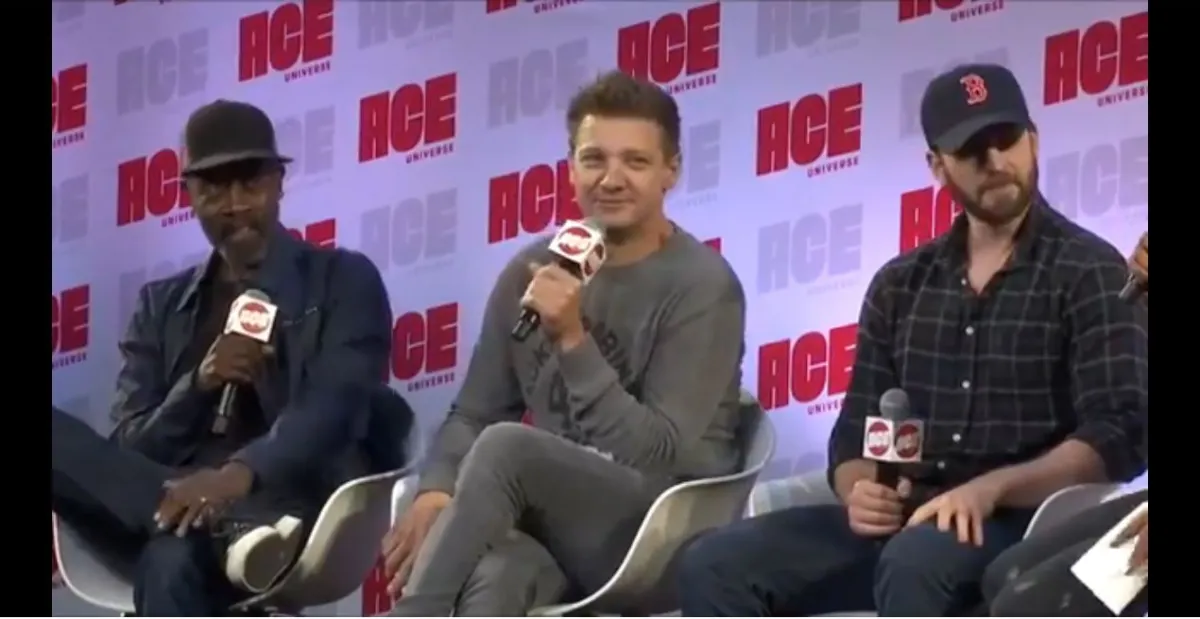 don cheadle, jeremy renner, and chris evans at Ace Comic Con.
