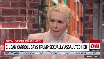E Jean Carroll being interviewed by CNN after being largely ignored over the weekend.