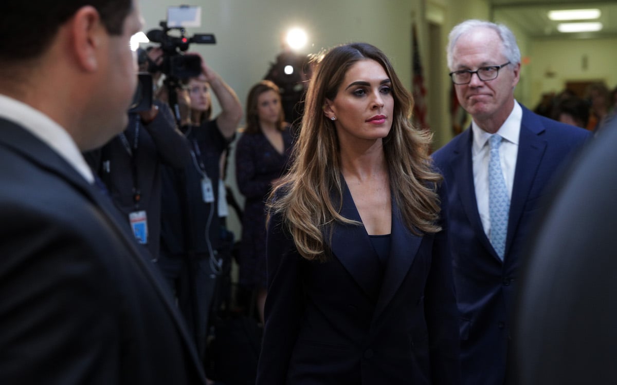 Former White House communications director Hope Hicks arrives at a closed-door interview with the House Judiciary Committee