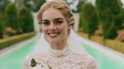 Grace (Samara Weaving) poses before everything goes wrong in Ready or Not.