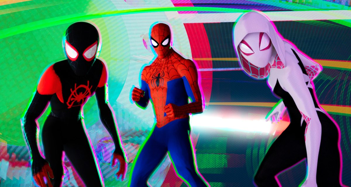 Miles Morales (Shameik Moore), Peter Parker (Jake Johnson) and Spider-Gwen (Hailee Steinfeld).