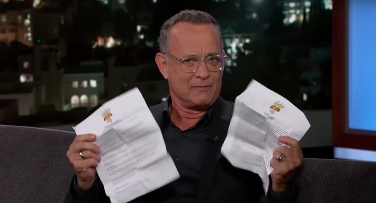 Tom Hanks reveals Disney's spoiler policies in an interview with Jimmy Kimmel.