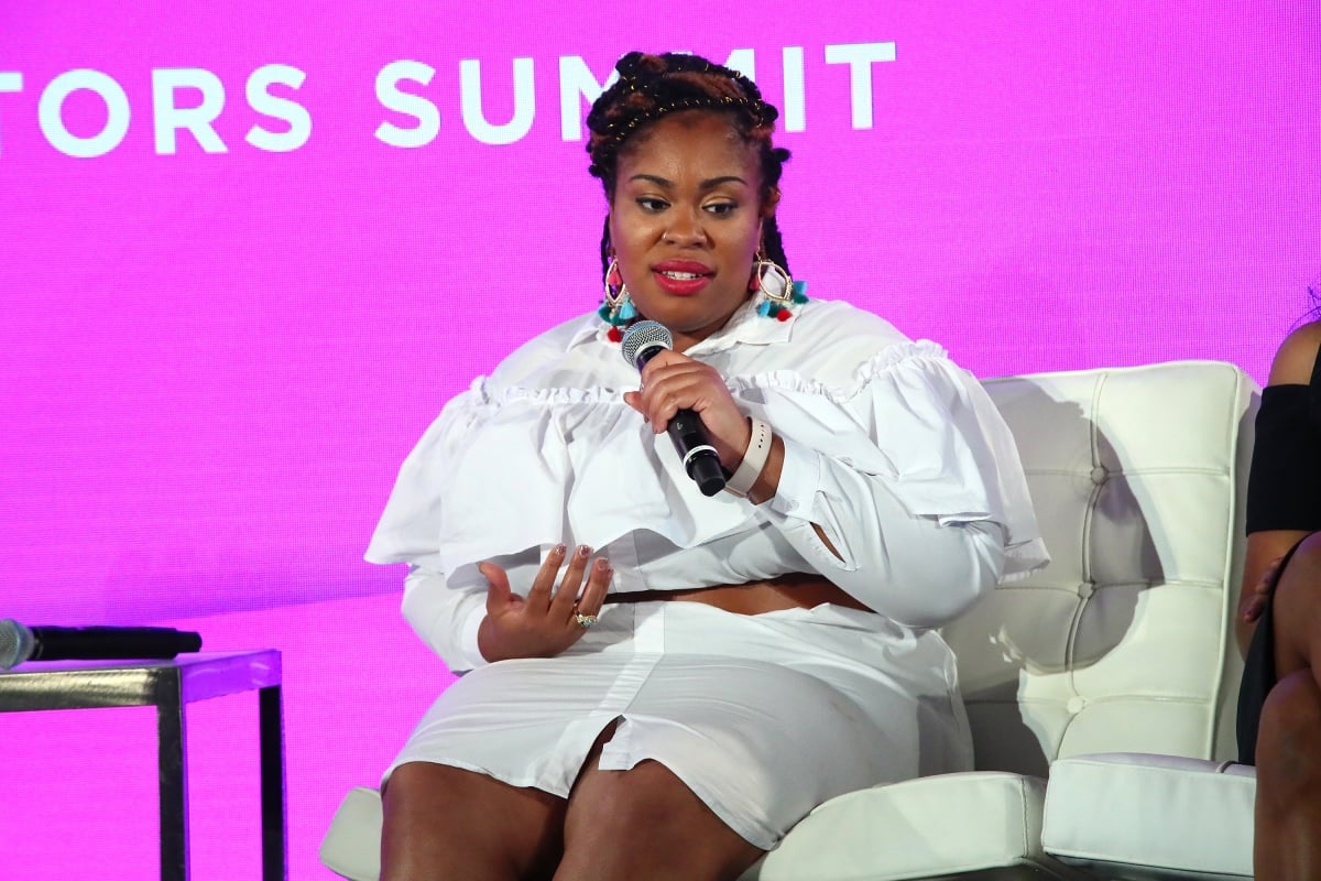 Angie Thomas speaks during the #BlogHer18 Creators Summit at Pier 17 on August 9, 2018 in New York City. (Photo by Astrid Stawiarz/Getty Images)