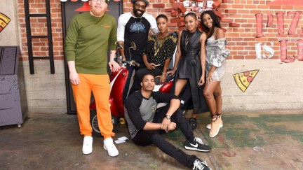 (L-R) Krondon, Cress Williams, Jordan Calloway, Christine Adams, China Anne McClain, and Nafessa Williams of 'Black Lightning' attend the Pizza Hut Lounge at 2019 Comic-Con International: San Diego on July 20, 2019 in San Diego, California. (Photo by Presley Ann/Getty Images for Pizza Hut)