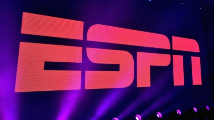 A view of the logo during ESPN The Party on February 5, 2016 in San Francisco, California. (Photo by Mike Windle/Getty Images for ESPN)
