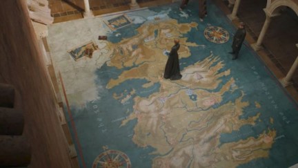 Cersei Lannister in the map room of 'Game of Thrones'