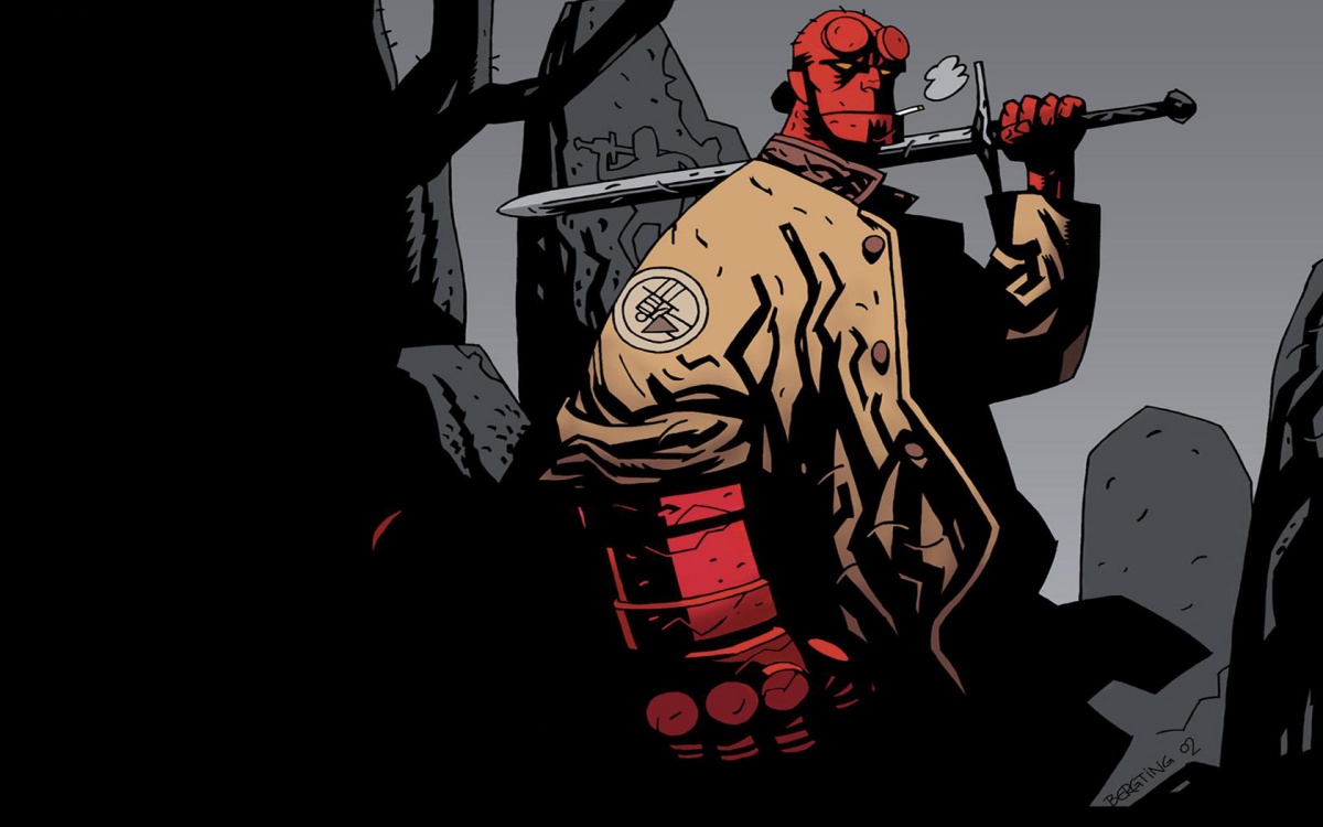 the titular hellboy character doing his thing