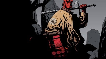 the titular hellboy character doing his thing