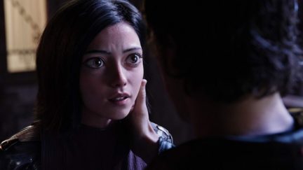 Rosa Salazar and Keean Johnson in Alita: Battle Angel (2019)