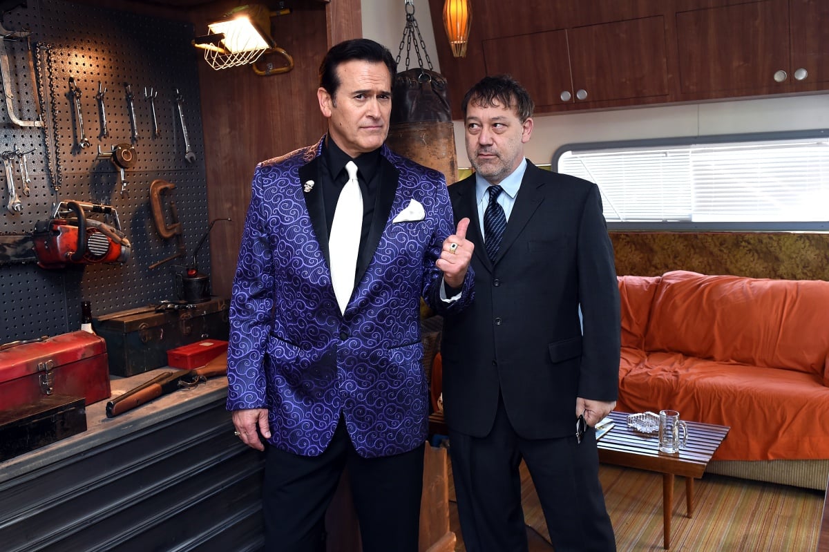 Bruce Campbell and Sam Raimi attend STARZ' Ash vs Evil Dead At New York Comic Con at Jacob Javits Center on October 10, 2015 in New York City. (Photo by Nicholas Hunt/Getty Images for STARZ)
