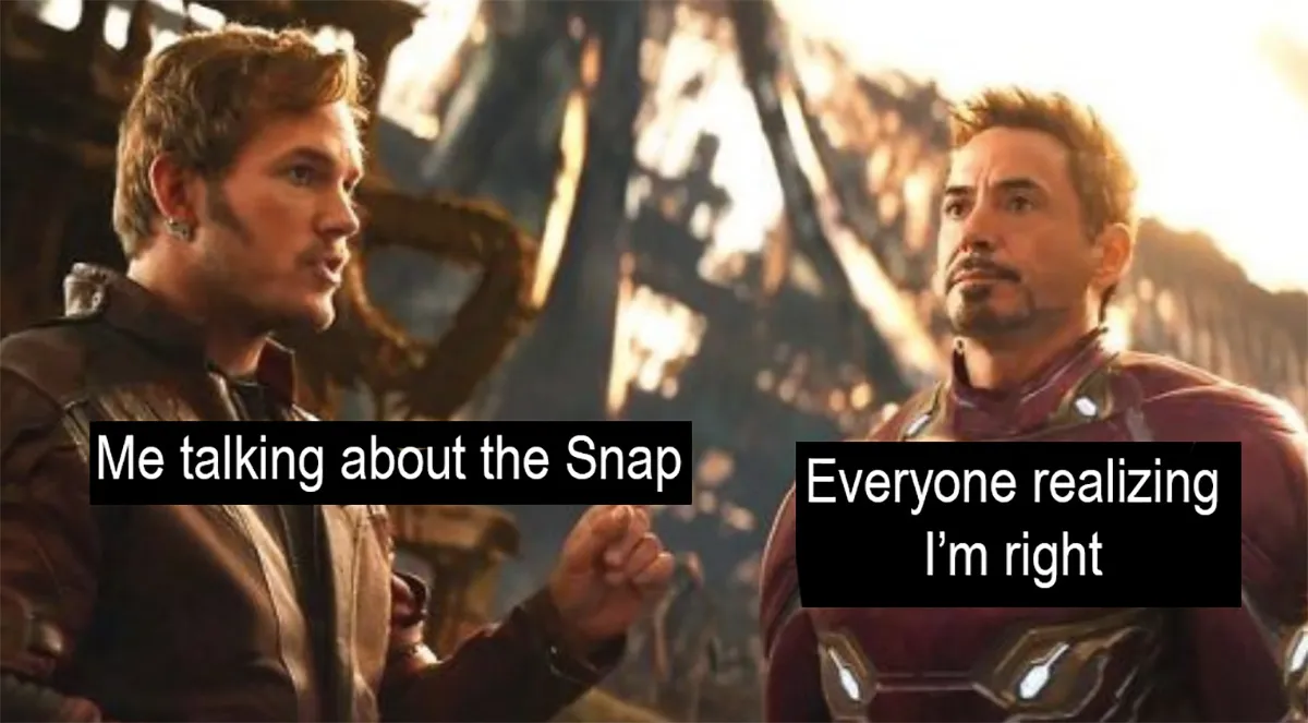 Tony Stark thinking about the Snap