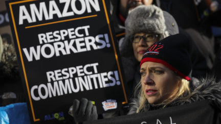 Protestors rally against Amazon