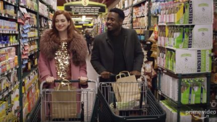 Anne Hathaway and Gary Carr flirt in a supermarket in the Modern Love trailer.