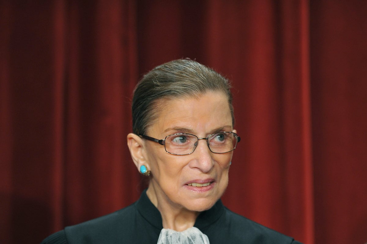 US Supreme Court Justice Ruth Bader Ginsburg poses during a group photo.