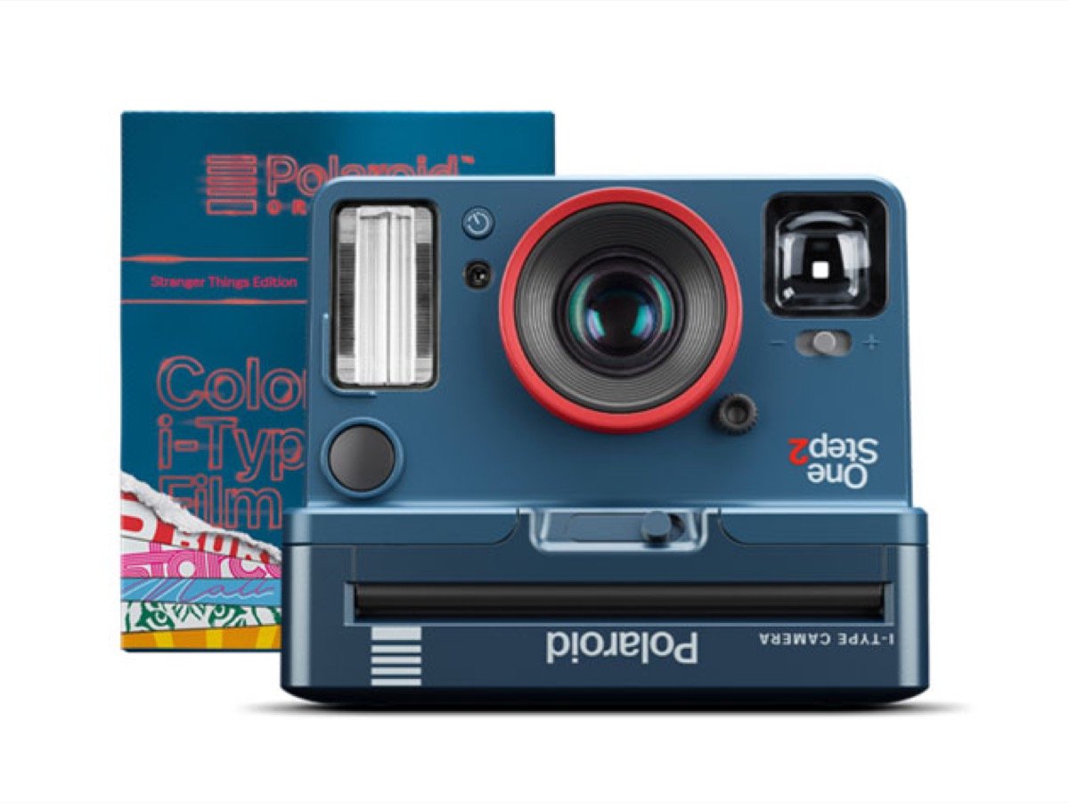 Stranger Things-themed Polaroid camera product shot.