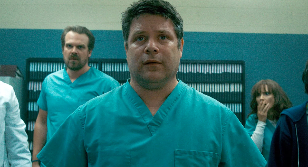 Bob (Sean Astin), a few scenes before he meets his untimely demise in season two of Stranger Things.