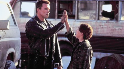 arnold schwarzenegger and edward furlong in t2: judgment day