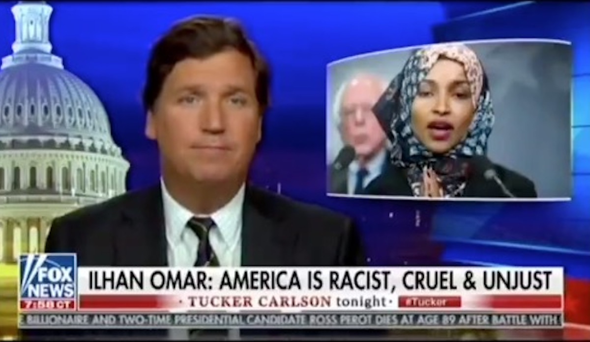 Tucker Carlson delivers a racist rant against Rep. Ilhan Omar on his Fox News show.