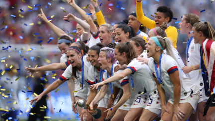 USA Women's team celebrates their World Cup win.
