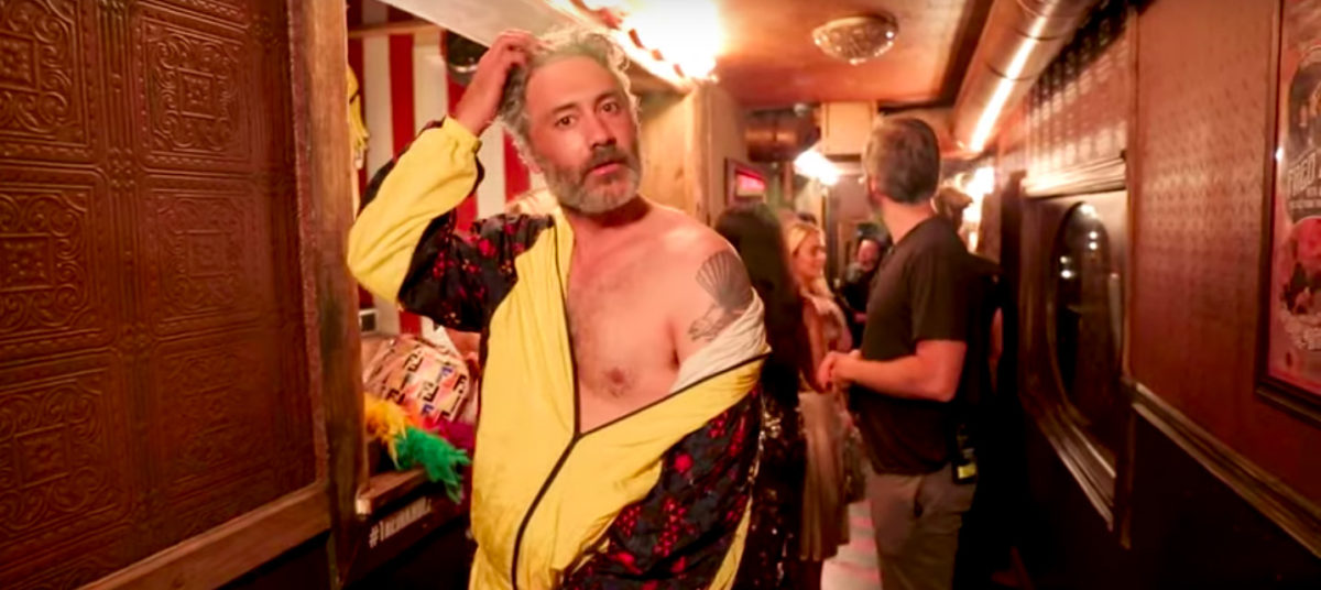 Taika Waititi with off-the-shoulder look